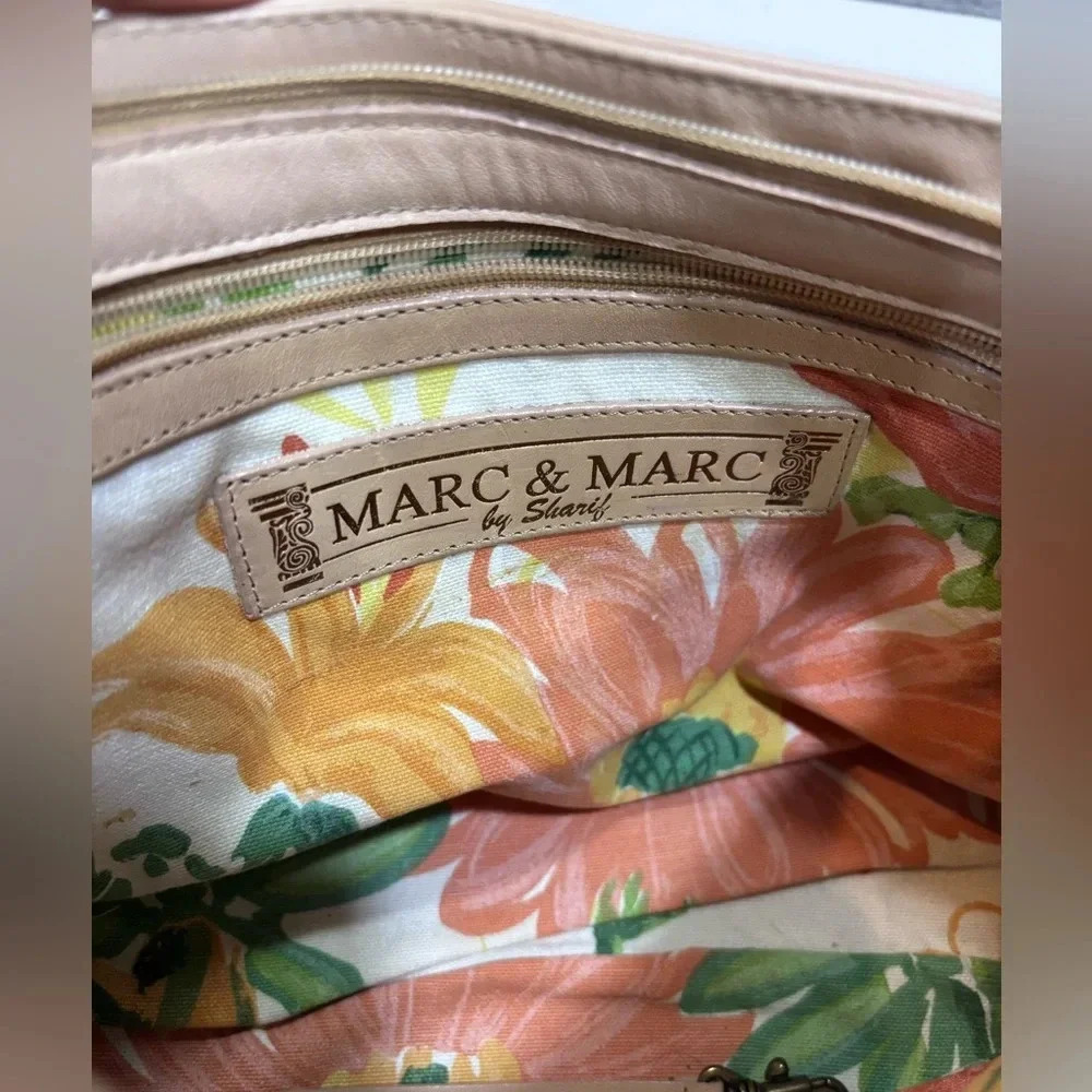 Marc & Marc by Sharif Tan and Floral Shoulder Strap Handbag Purse Tote Bag - Picture 9 of 16